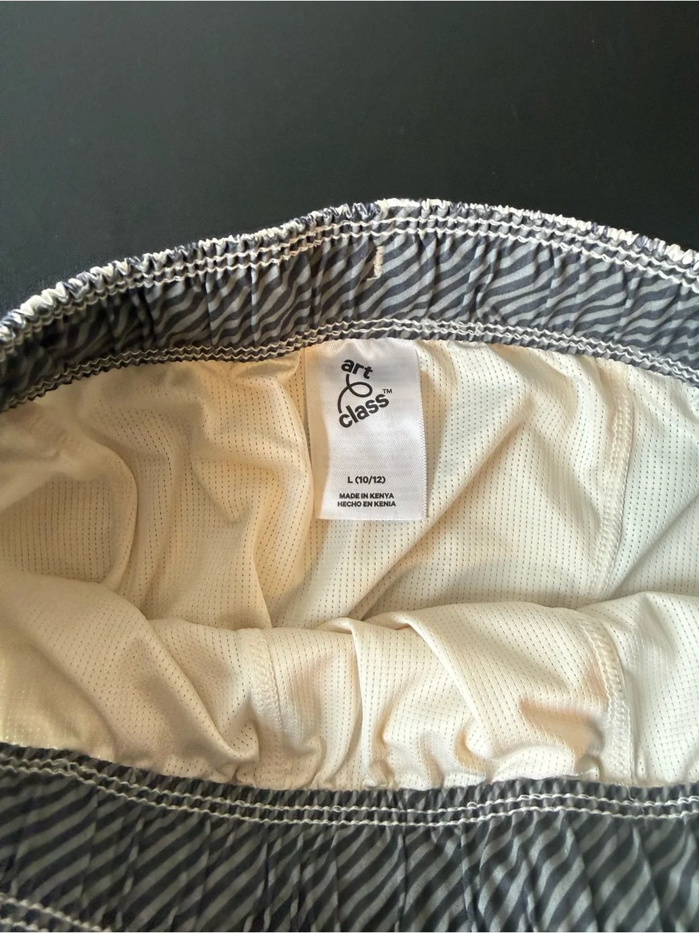 Youth Art Class Swim Trunks Size Large (10/12) Cream with Navy Palm Trees